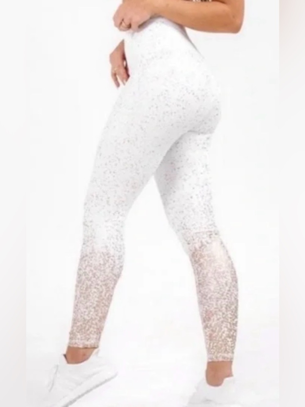 Buff Bunny Ombré White Gold 25” Glitter Sparkle Small Leggings Like New EUC Soft